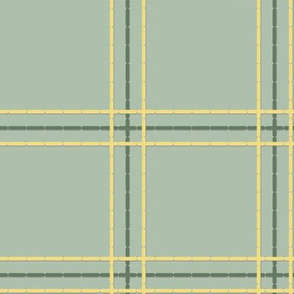 4" Top Stitch Plaid: Yellow & Green Large Scale Plaid