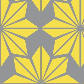 Geometric Floral in Yellow and Grey - Large