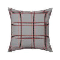 4" Top Stitch Plaid: Red & Gray Large Scale Plaid