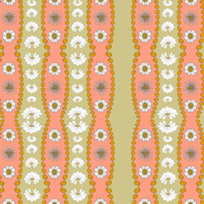 white floral boutique stripe-small pink and tan
