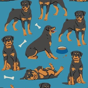 Rottweilers & bones - Large - Dark Blue