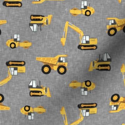 construction trucks - non-directional - grey linen - C21