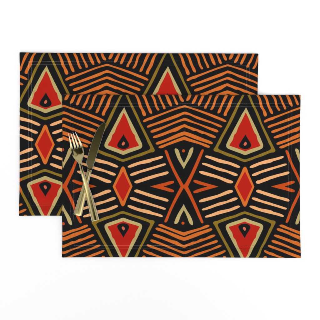 African Tribal Shield - Large scale - Olive Rust Black - Design 11189410