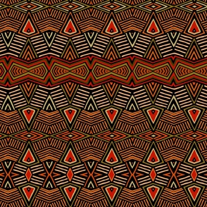 African Tribal Shield - Large scale - Olive Rust Black