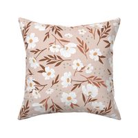White Floral Frenzy on Blush- Large Scale