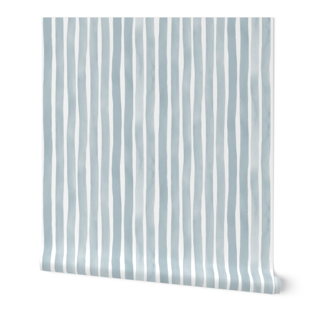 Vertical Watercolor Stripes M+M Slate by Friztin