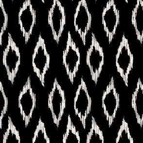 Sketchy Ikat Argyle Diamond - black  & white