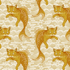 fishy feline cream large for wallpaper