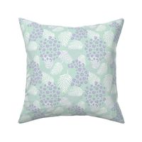 Palm leaves and animal leopard spots wild panther boho summer mint green soft pastel lilac purple