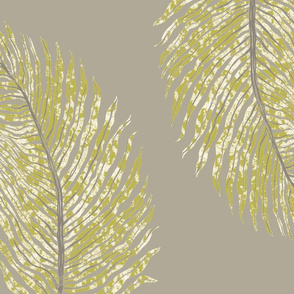 Fern Leaves beige green cream greige 