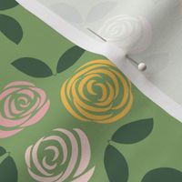 Pastel Roses in green 