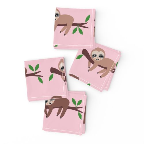 Sloths hanging pastel pink Wallpaper | Spoonflower