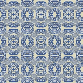 Coral Drawing Linen Blue