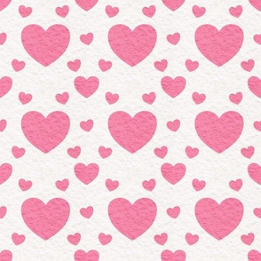 Pink Hearts on White Paper Texture