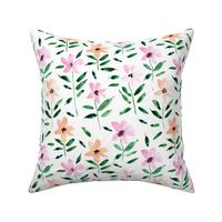 Apricot and berry watercolor bloom in Alps painted florals for modern trendy home decor bedding nursery flowers a083 -1