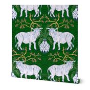 Chinoiserie Oxen in Emerald (large)