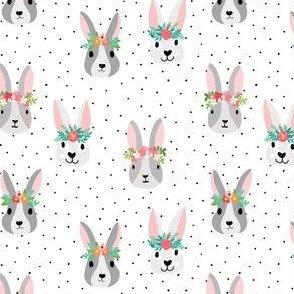 Cute Bunny Heads With Floral Crowns - Small
