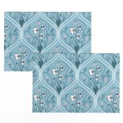 Art Nouveau Poppies-Blue and White-Smaller