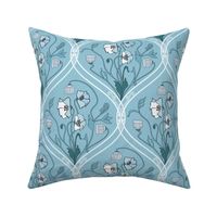 Art Nouveau Poppies-Blue and White-Smaller