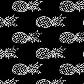 Hot summer pineapple black and white trendy illustration tropical fruit print monochrome black and white