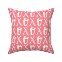 XO OX hugs and kisses in pink large scale by Pippa Shaw