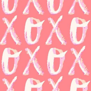 XO OX hugs and kisses in pink large scale by Pippa Shaw