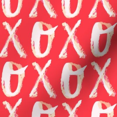 XO OX hugs and kisses red large scale by Pippa Shaw