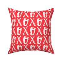 XO OX hugs and kisses red large scale by Pippa Shaw