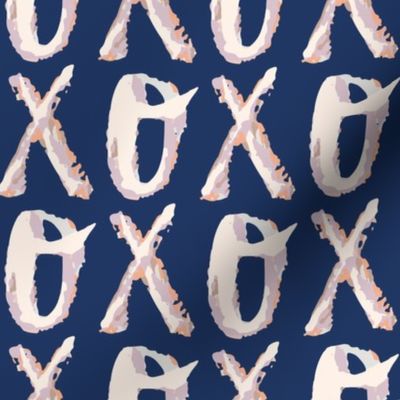 XO OXhugs and kisses navy large scale by Pippa Shaw