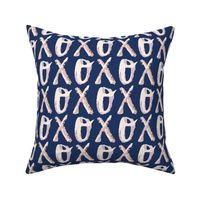 XO OXhugs and kisses navy large scale by Pippa Shaw