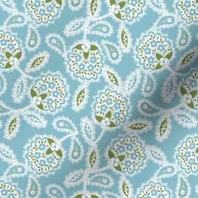 Lilly’s Lace - Moss/White on Aqua