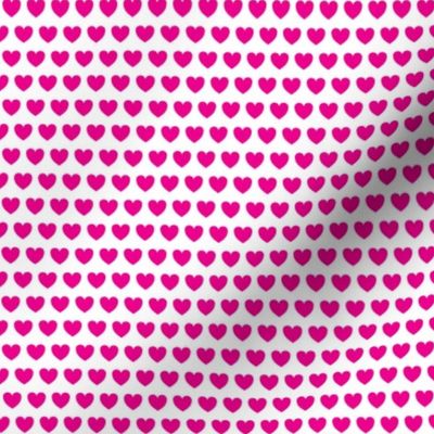 Hearts in rows - shocking pink on white