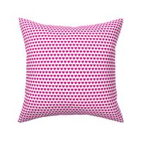 Hearts in rows - shocking pink on white