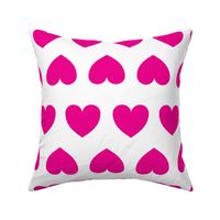 Mirror Hearts - hot pink on white - large scale