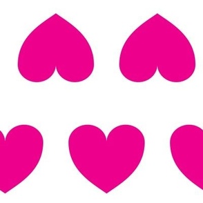 Mirror Hearts - hot pink on white - large scale