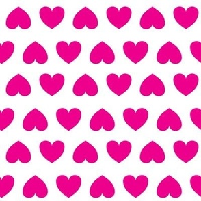 Alternating  Hearts - shocking pink  on white