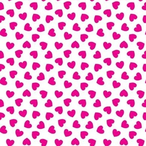 Tumbling heart pattern - Shocking pink on white