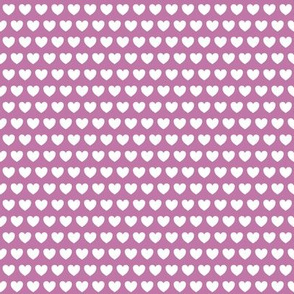 Hearts in rows - white on lilac
