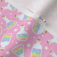 Rainbow Potions and Stars on Pink  (Small Scale)