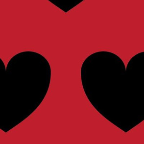 Hearts in rows - black on red