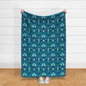 Blue Floral in Teal, Turqouise & Navy