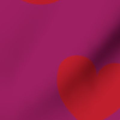 Tumbling hearts pattern - red on purple jumbo scale