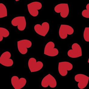 Tumbling hearts pattern - Red on Black