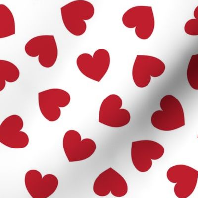 Tumbling heart pattern - red on white