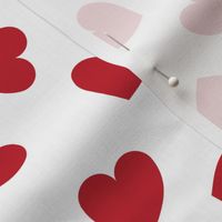 Tumbling heart pattern - red on white