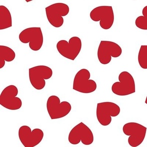 Tumbling heart pattern - red on white