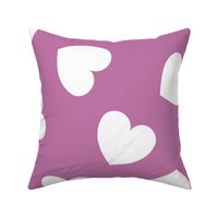 Tumbling heart pattern - white on lilac - large scale