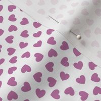 Tumbling heart pattern - lilac on white