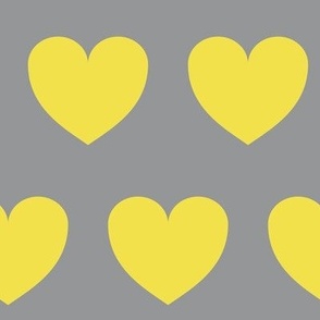 Hearts in rows - illuminating yellow on grey