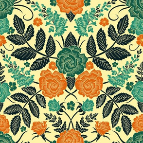 Teal & Orange Floral Pattern